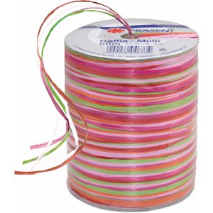Präsent Geschenkband Raffia Multicolour, pink, Bastband, 3mm x 50m, matt