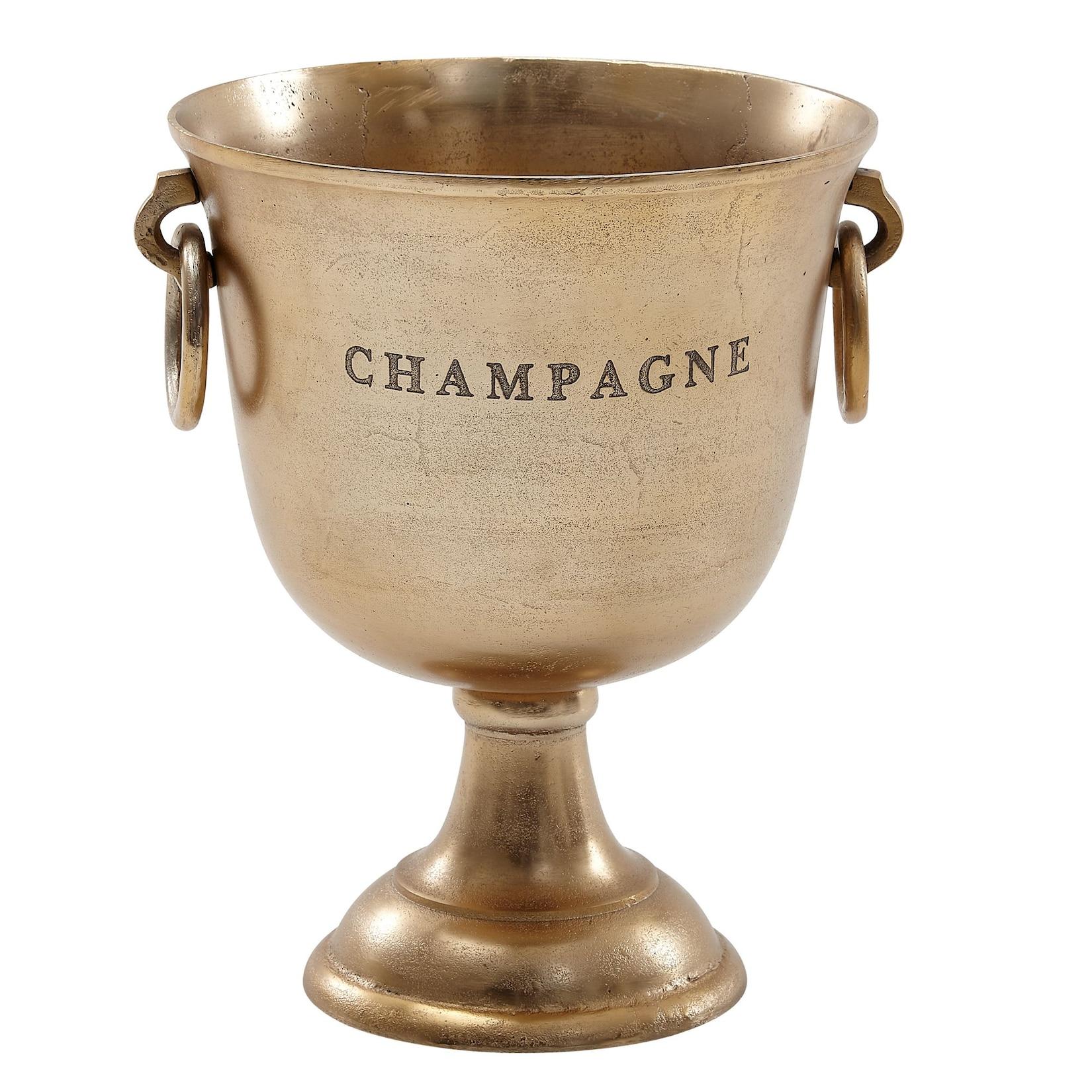 KADIMA DESIGN Champagnerkühler ALBEGNA: Modernes Design, Aluminium, 2 Flaschen, goldfarben, Ringgriffe.