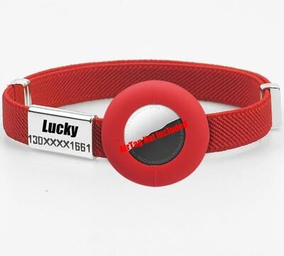 Uplift Essentials Fashion Airtag Cat Collar With Elastic Safety And Customized ID Tag red