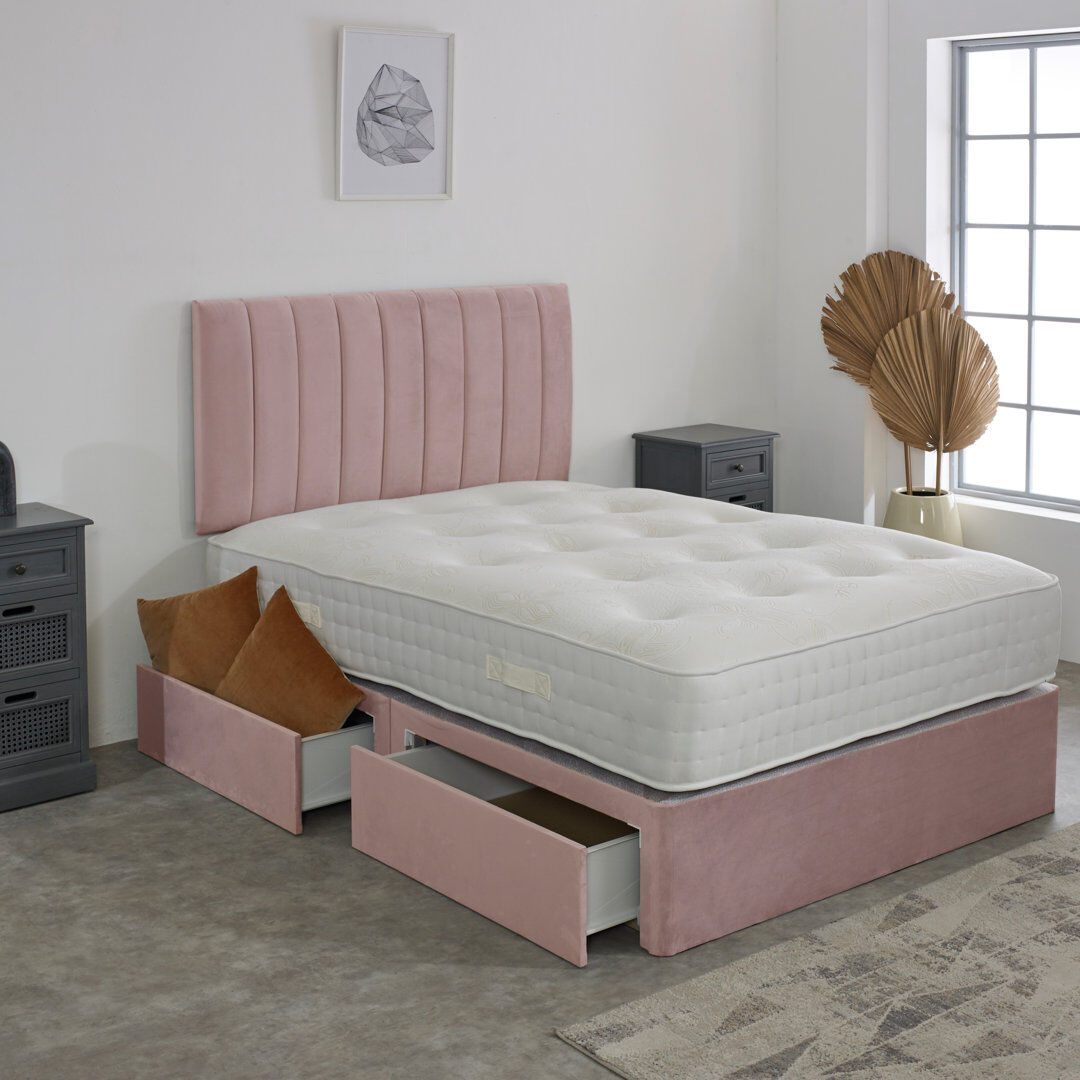 17 Stories Upholstered Bed with Mattress Maroon Single (3')