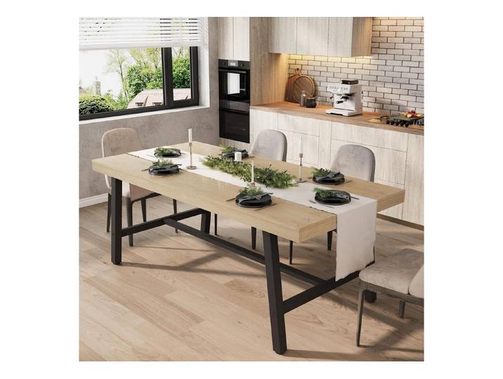 LuxusKollektion Esstisch Esstisch 180cm 6 8 Personen Holzoptik Metallbeine Industrial Natur (1-St)