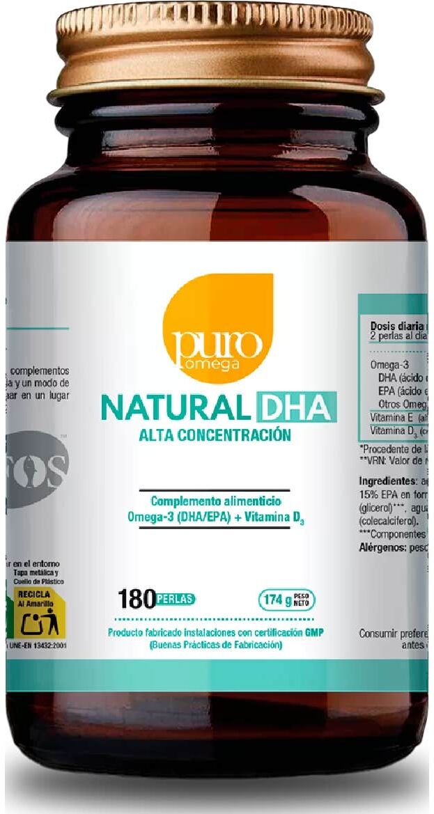 Puro Omega Natural DHA Alta Concentración 180 Perlas