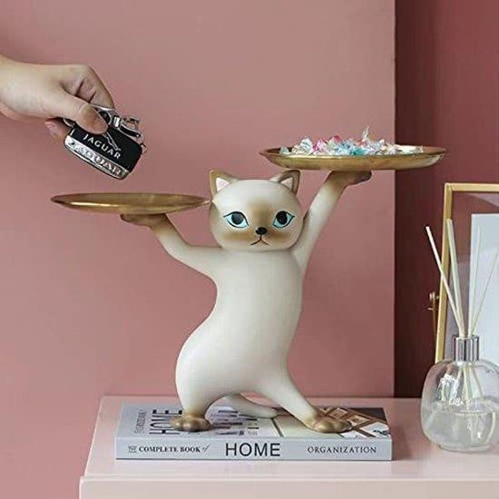 Moderne bureauorganizer met kattenmotieven en opbergbakken, wit