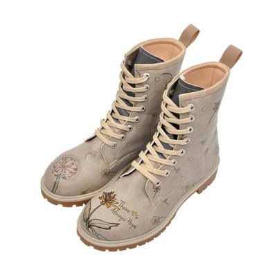 Schnürboots DOGO "Longe Boots Schnürstiefel It Wasn't Me Damen Stiefeletten", Damen, Gr. 40, gefüttert, Normalschaft, grau, Lederimitat, Schuhe Schnürboots, Handgefertigt