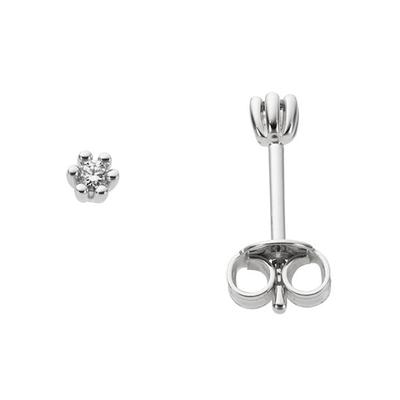 Paar Ohrstecker FIRETTI "Schmuck Geschenk Gold 333 Ohrschmuck Solitär", weiß (weißgoldfarben, gwgetoentes, weiß), Ohrringe, Damen, 2,5mm, 0,04 P2 = erkennbare Einschlüsse, Diamanten Weißgold 333, Diamanten, Weißgold 333, mit Brillant - Krappenfassung