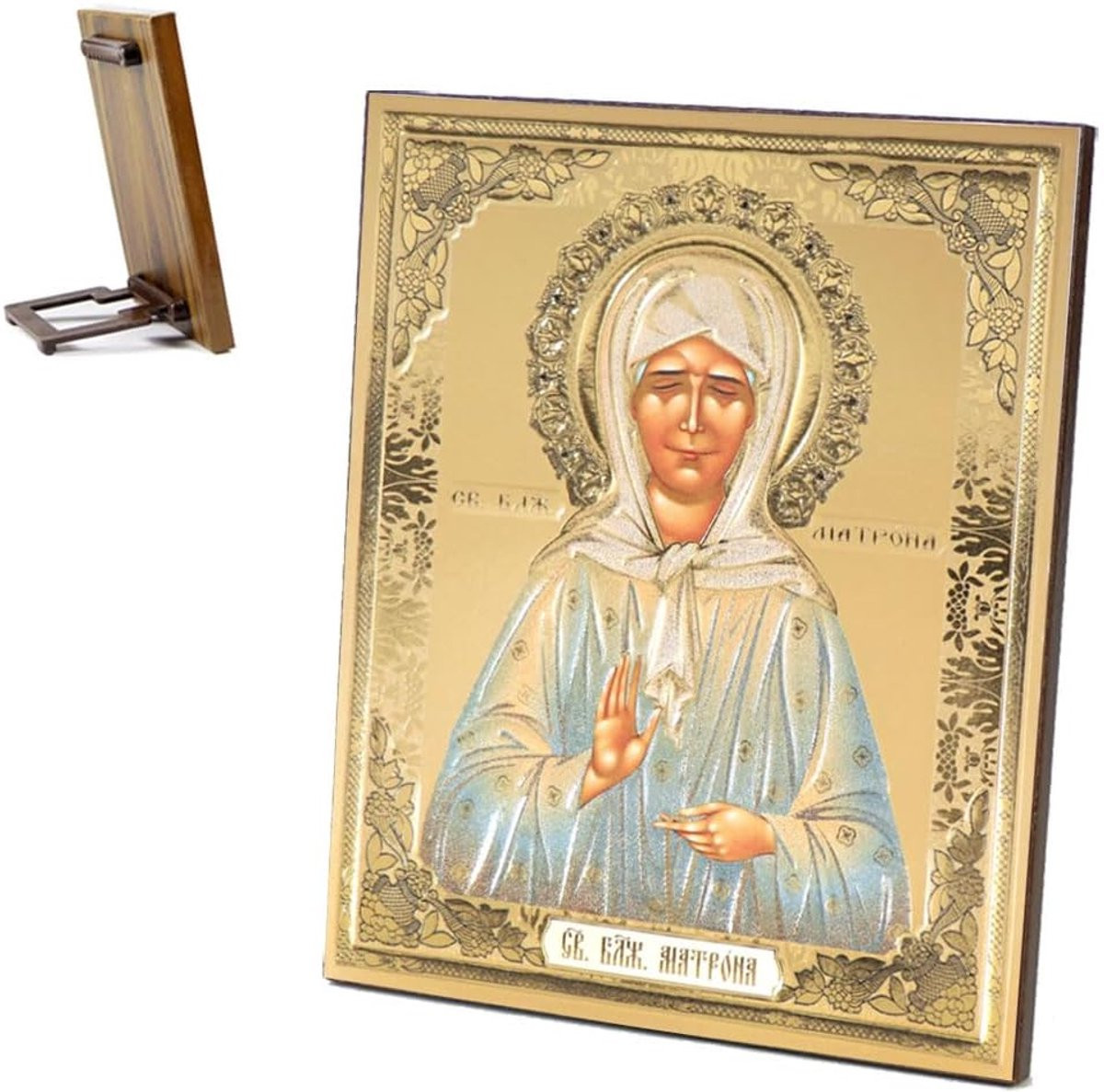 Houten Icon Heilige Afbeelding Traditionele Stijl 15 x 18 cm