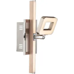 schwenkbare Wandleuchte Wandlampe mit Schalter LED Treppenbeleuchtung, Chrom nickel-matt, 1x LED 6W 540Lm warmweiß, LxBxH 25x7x15,5 cm
