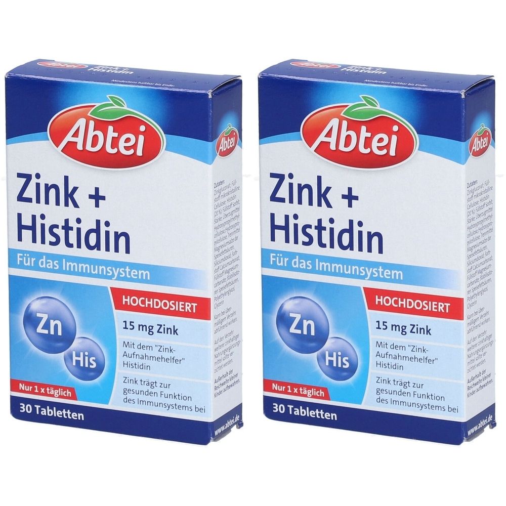 Abtei Zink+Histidin Tabletten Titandioxidfrei 2x 2x30 St