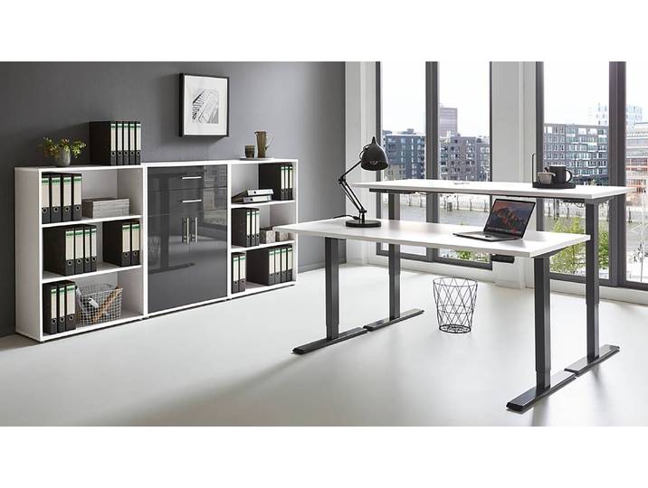 Ensemble de bureau - 4 éléments D 85 x 114 x 33cm Blanc/Anthracite/Blanc