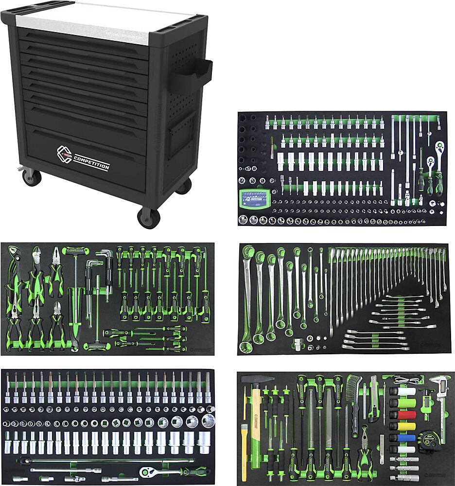 Werkstattwagen XL COMPETITION, mit 434 Premium-Werkzeugen, 8 Schubladen KS Tools