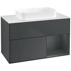Villeroy und Boch Finion Waschtischunterschrank F661HGHG 100x60,3x50,1cm, Regal rechts Midnight Blue Matt Lacquer, Midnight Blue Matt Lacquer