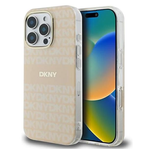 DKNY DKHMP16LHRHSEP iPhone 16 Pro 6.3" różowy/pink hardcase Repeat texture patern & Stripe MagSafe (Apple iPhone 16 Pro) (DK000261-0)