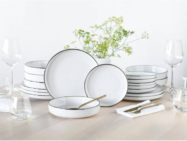 Tafelservice Nordic Festive 18-teilig Weiß/Weiß