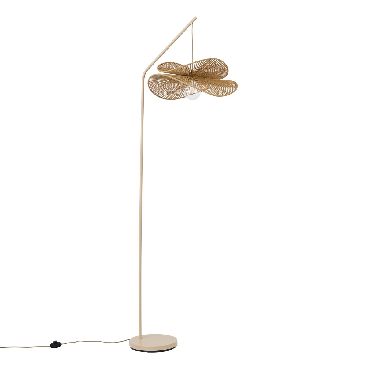 Qazqa Japandi vloerlamp beige met beige kap