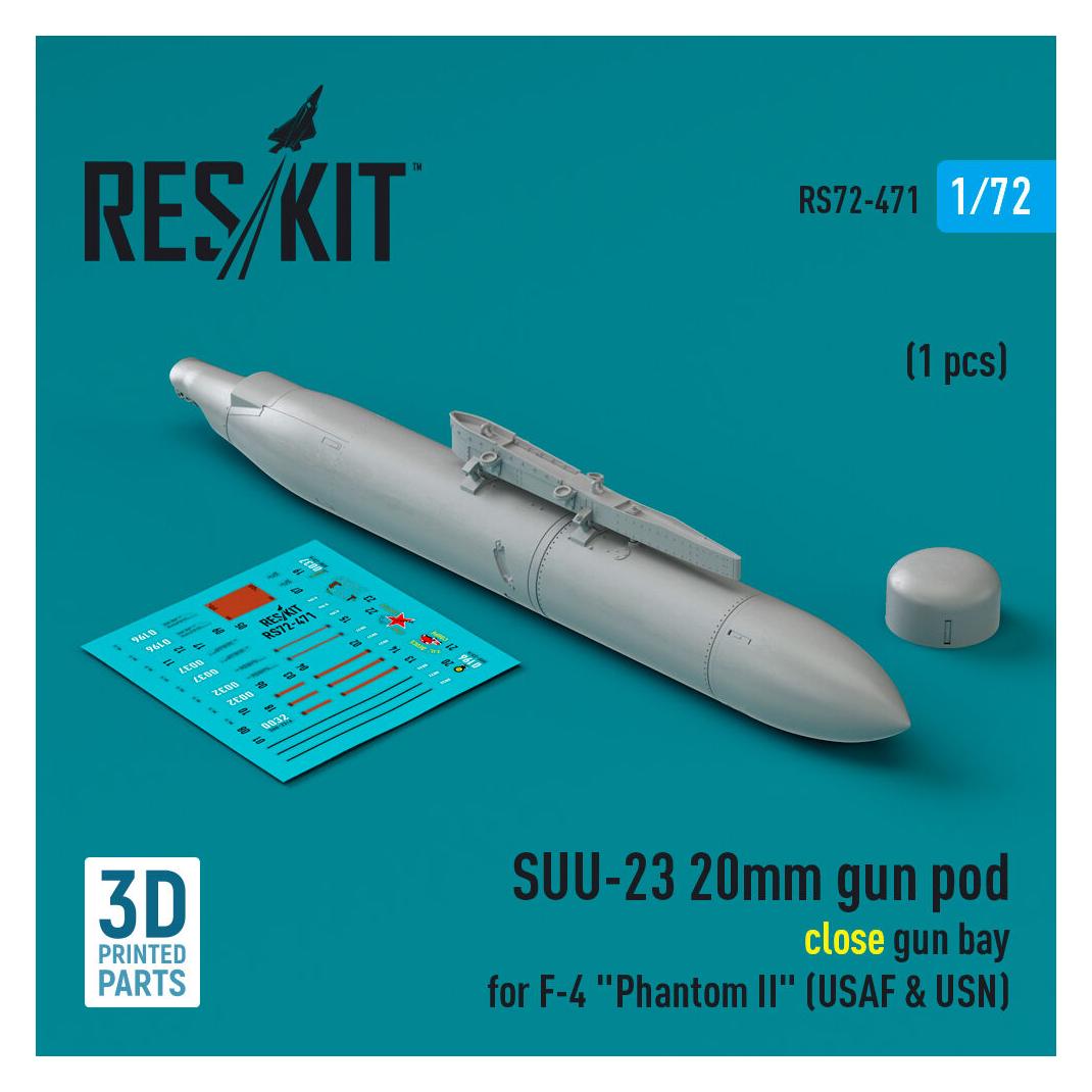 ResKit SUU-23 20mm gun pod (close gun bay) for F-4 Phantom II (USAF) (1 pcs) (3D Printed) (RS72-0471)