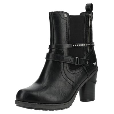 High-Heel-Stiefelette MUSTANG SHOES "Mustang Shoes Stiefelette Lederimitat", Damen, Gr. 38, schwarz, Lederimitat, Schuhe