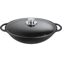 Schulte-Ufer Gusseisen Wok Rustika 36 cm, Pfanne + Kochtopf, Schwarz