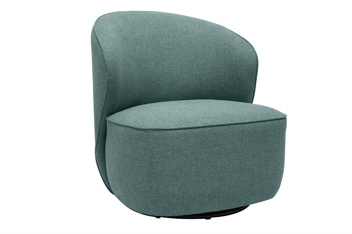 Miliboo Fauteuil design pivotant en tissu vert de gris AMBER