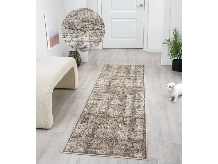 Teppich GOODPRODUCT Selin Gr. 11, braun, B:67cm H:9mm L:230cm, Kunstfaser, Teppiche, Teppich, dezenter Glanz, Schrumpf-Garn-Effekt, im Vintage-Look, dichte Qualität