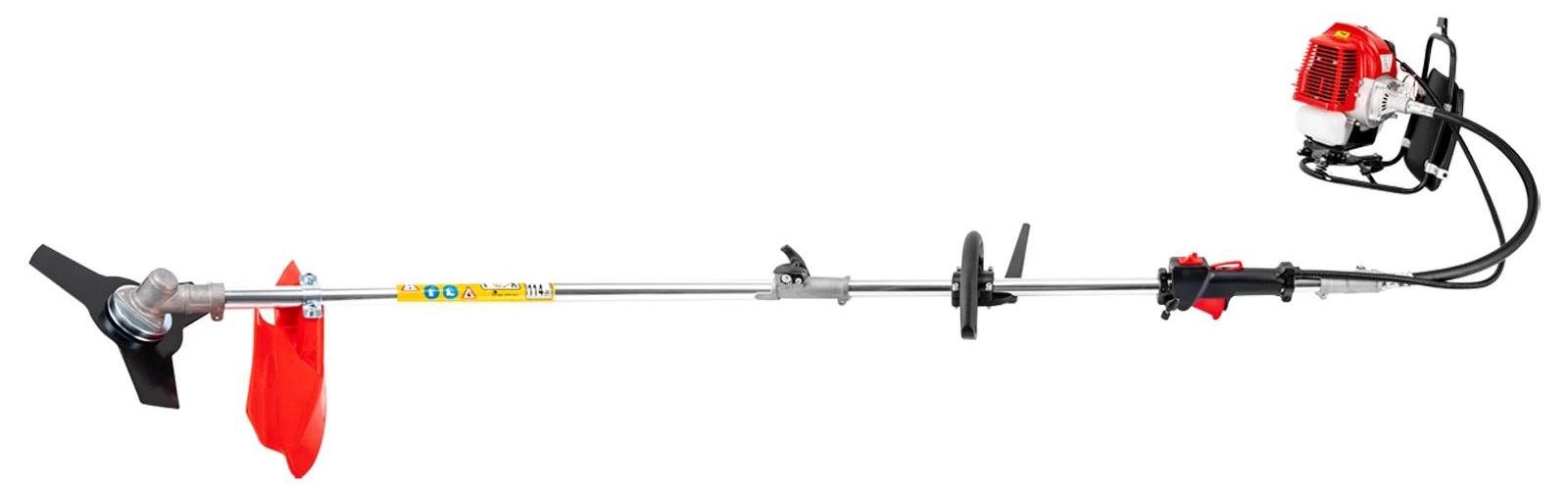 4-in-1 Gartengerät - Benzin-Freischneider Trimmer Heckenschere Kettensäge - 52 cm³ 2-Takt 1,7 kW - Länge 2,7 m - Schnittlänge 40 cm - Rot