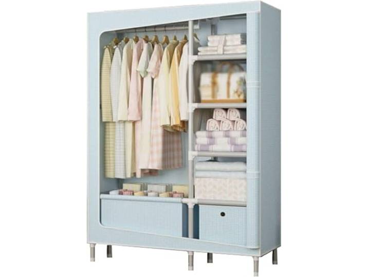 LoiYtrd Tragbarer Stoffschrank aus Stahl, stapelbar, Schlafzimmer(C,105cm)