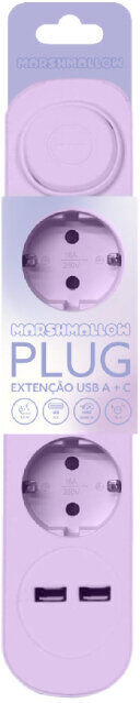 EXTENSÃO MARSHMALLOW 3T+2USB 1.5M LILA