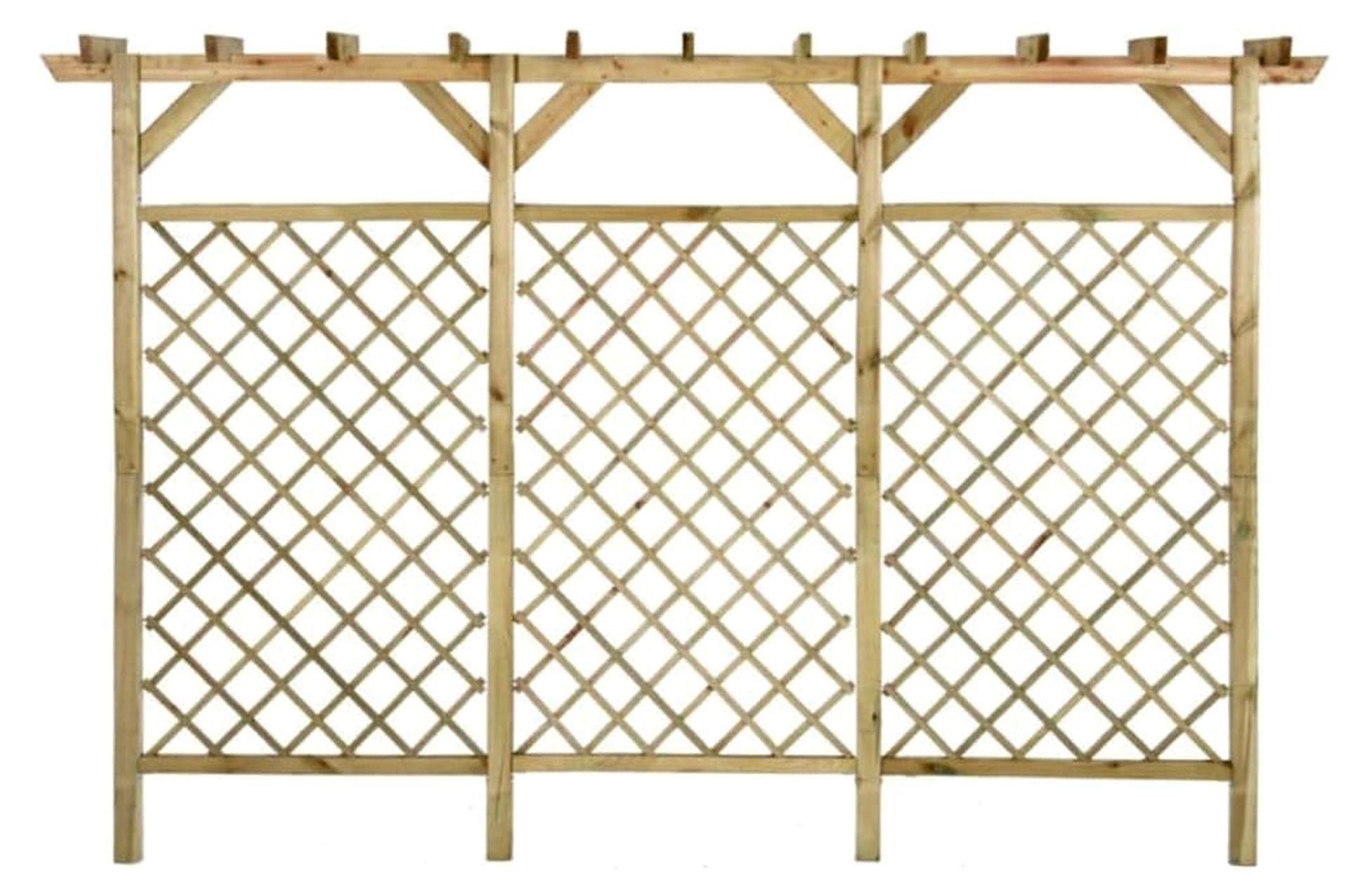 Imprägniertes Kiefernholz-Gitterzaun mit Pergola-Oberteil 300x50x200cm