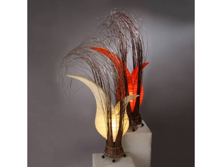 Woru Tischlampe BUNGA, gelb / orange, für Wohn- / Esszimmer, Textil / Stoff / Seide, Design, Tischlampe