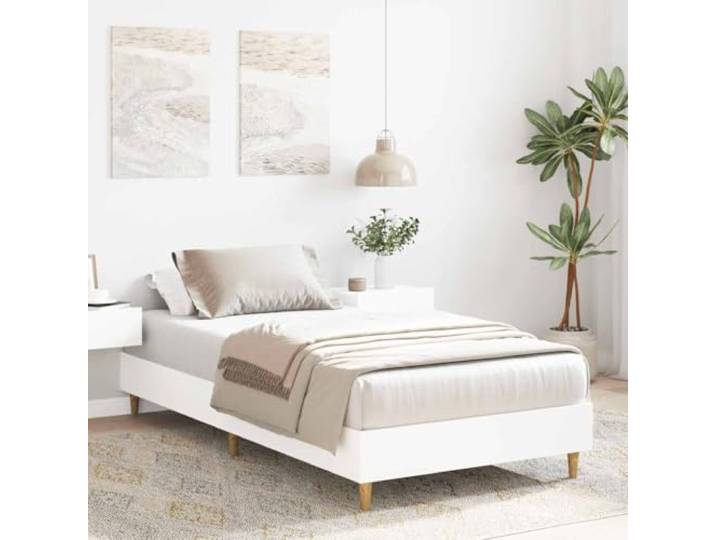 KTHLBRH Bettgestell weiß 90 x 200 cm ohne Matratze Lattenrost inklusive, technisches Holz, stabile Beine, einfache Montage