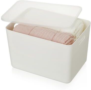 Ybm Home Inc. YBM Home Stackable Plastic Storage Bin with Lid, White
