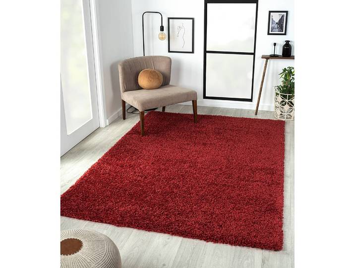 Hochflorteppich 160 x 230cm Rot/Weinrot