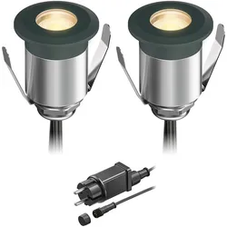 ledscom.de LED Boden-Einbauleuchte BINO für außen, anthrazit, IP67, 32mm Ø, warmweiß, 2er Set