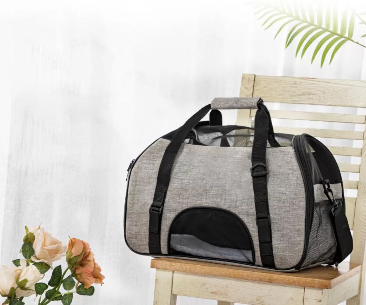 INF Atmungsaktive Mesh-Haustiertragetasche - Leichte & tragbare Reisetasche für Haustiere Schwarz