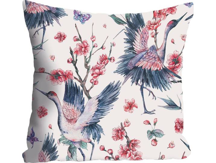Dekokissen QUEENCE Rosenblüte , bunt (bunt, bedruckt), B:40cm L:40cm, Polyester, Dekokissen_Sitzkissen_Kissenhüllen, Dekokissen, Kissenhülle ohne Füllung, 1 Stück
