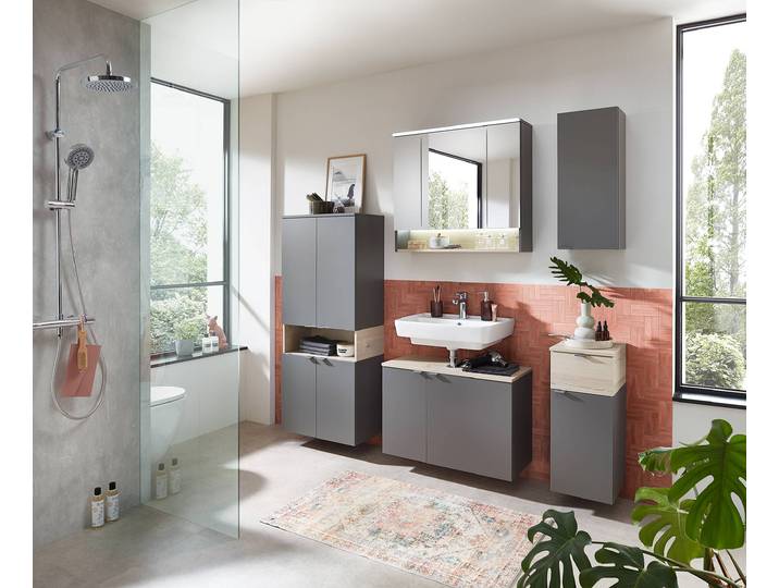 Armoire de toilette 80cm Marron/Gris
