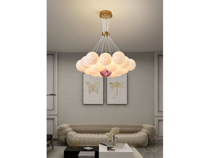 Nordique planète 3D lune plafond Lustre salon décoration concepteur créatif salle à manger chambre suspension lampe Lustre Fixtur
