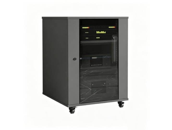 Medienschrank, Hölzerner Kühlventilator-Ständer mit Kabelmanagement Theater Massivholzpaneele, Modularer Audio-Rack, Stabile Struktur, Wohnzimmeraufbewahrung, Aufnahmestudio