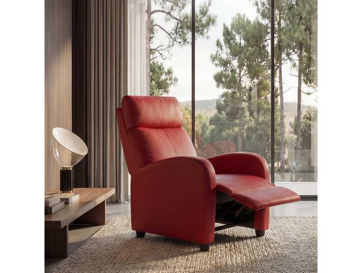 Fernsehsessel Relaxsessel Liege Sessel Denver, Kunstleder rot