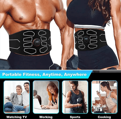 Inspire Essentials EMS Waist Trainer Belt With Abdominal Muscle Stimulation And Fat Burning Support black
