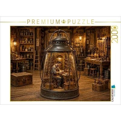 CALVENDO Puzzle Die Werkstatt im Laternenlicht | 2000 Teile Lege-Größe 90x67cm Foto-Puzzle für glückliche Stunden