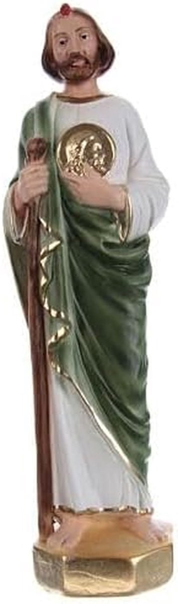 Religieus beeld van de Heilige Judas, handversierd gips, wit, Hoogte: 20 cm