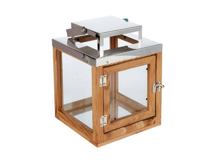 My Home Laterne Holz Metall Braun 19 × 19 × 24 cm