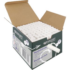Westcott Kreide E-744986 00, 100 Stück, Tafelkreide, eckig, weiß