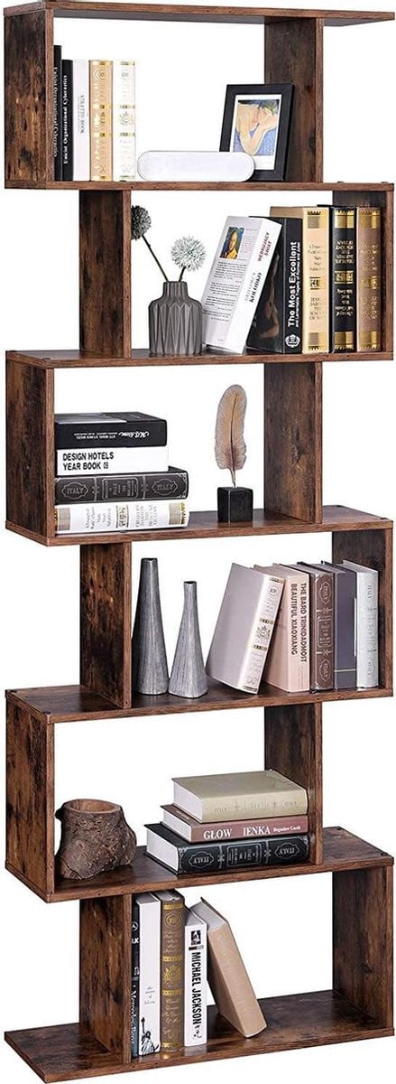 Vasagle Boekenkast met 6 niveaus - Vrijstaande displayplank voor woonkamer en kantoor