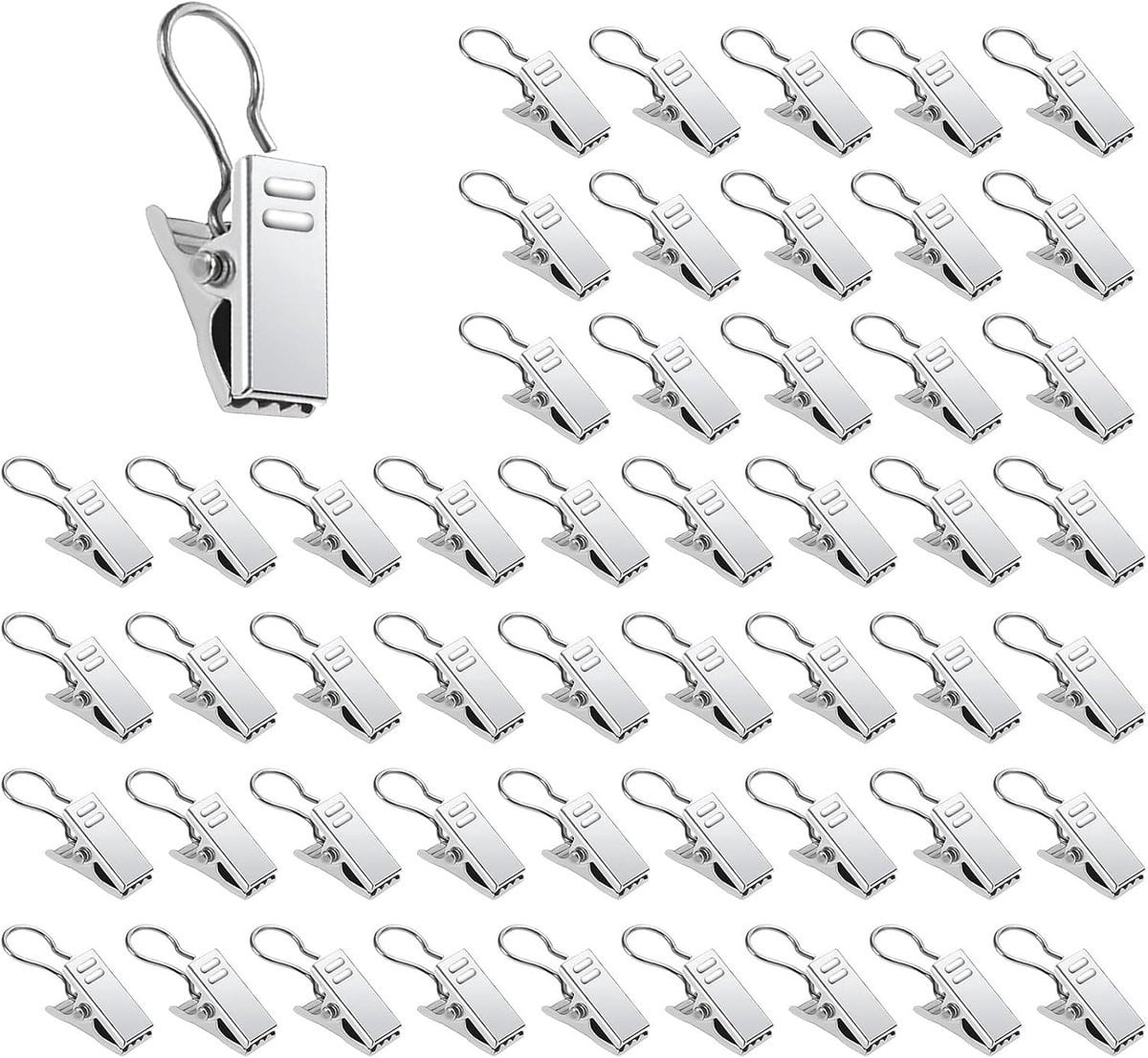 Multifunctionele RVS Gordijnclips voor Touwspanning - 50 stuks