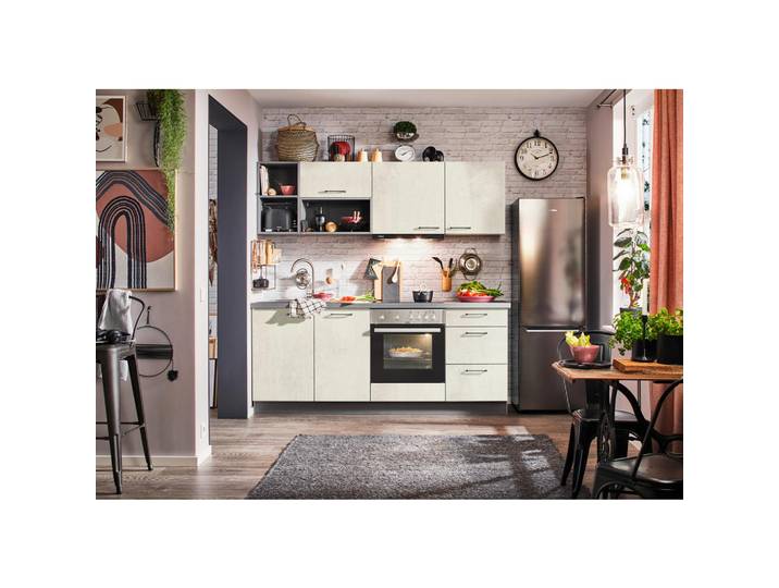 Express Küchenleerblock, Anthrazit, Weiß, nur wie online abgebildet bestellbar, 205 cm, Made in Germany, in den Filialen seitenverkehrt erhältlich, vormontierter Korpus, Küchen, Küchenzeilen & Küchenblöcke, Küchenzeilen ohne Geräte