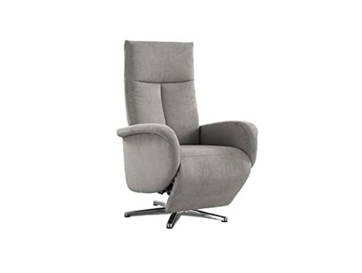 CAVADORE TV-Sessel Juba / Pflegeleichter Fernsehsessel mit manuell verstellbarer Relaxfunktion / 75 x 112 x 82 / Soft Clean Bezug, Silber
