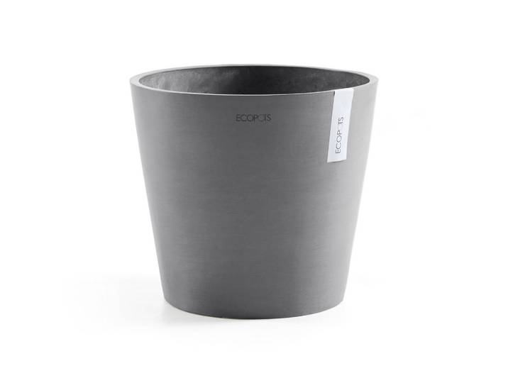 Ecopots Blumentopf mit Wasserreservoir Amsterdam 40/34,8 cm Grau, Kunststoff, Beton Optik, Rund, 34.8 cm, Dekoration, Blumen & Blumentöpfe, Übertöpfe