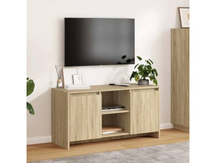 HEFZGDB TV-Schrank Sonoma-Eiche 102x37,5x52,5 cm Holzwerkstoff mit minimalistischem Design, Türen und Fächern für reichlich Stauraum, robuste Tischplatte für Dekoration, leicht