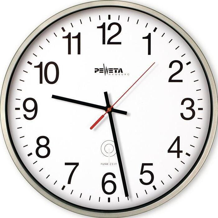 PEWETA Funkwanduhr zilver, diameter: 30,0 cm